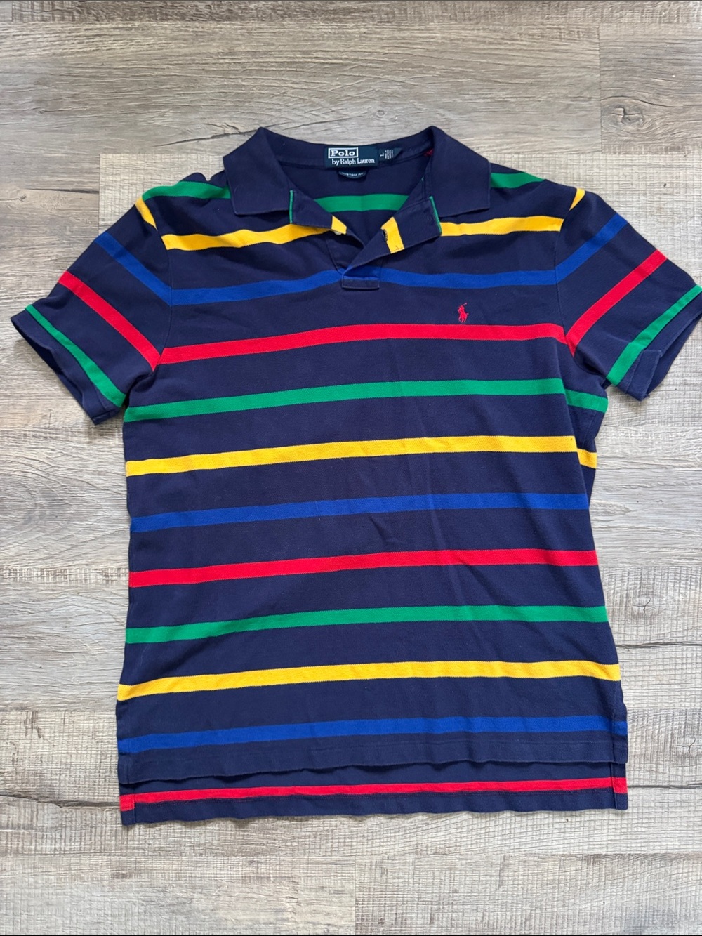 Polo by Ralph Lauren Navy Polo with Red, Green, Yellow & Blue Stripes